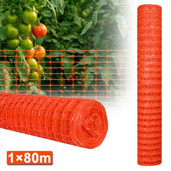 LZQ plastskyddsstängsel, mobilt staket, flexibelt stängselnät för kycklingar, 1 x 80 m orange