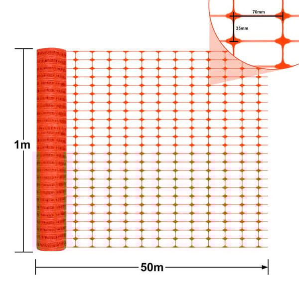 LZQ plastskyddsstängsel, mobilt staket, flexibelt stängselnät för kycklingar, 3 x 50 m orange