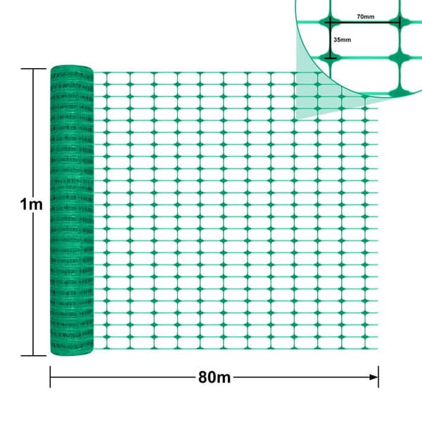 LZQ plastskyddsstängsel, mobilt staket, flexibelt stängselnät för kycklingar, 1 x 80 m grönt