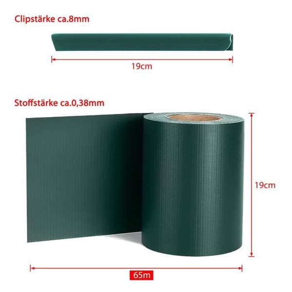 Avskärmning - XMTECH - 65m x 19cm - Anti-kikar PVC-film - 30 fästen - Grön