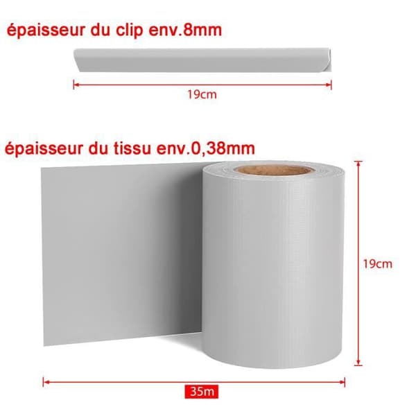 PVC-skyddsskärm - LZQ - 35mx19cm - Opak och Anti-UV - Ljusgrå