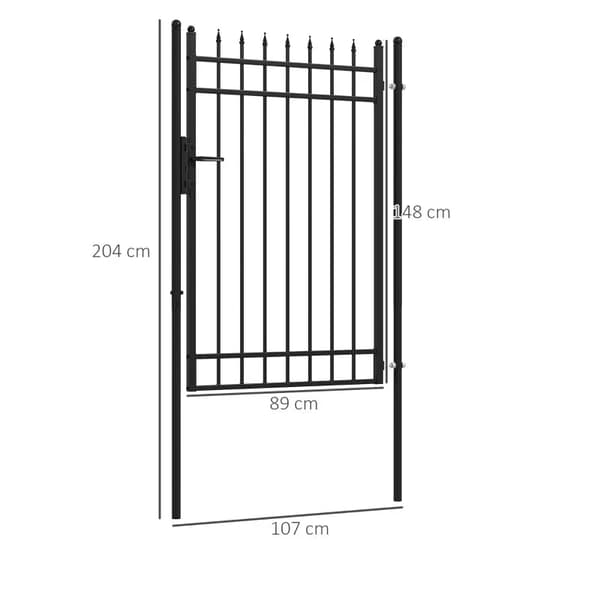 Rootz Garden Gate - Puutarha-aita - Lukko ja avain - Koristekärjet - Ruostumaton teräs - Musta - 107x204cm
