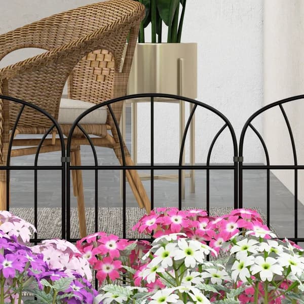 Rootz Havehegn - 8 Paneler - Sengekant - Klassisk gitterdesign - Formbart metalhegn - Rumdeler - Metal - Sort - 264 X 61 cm
