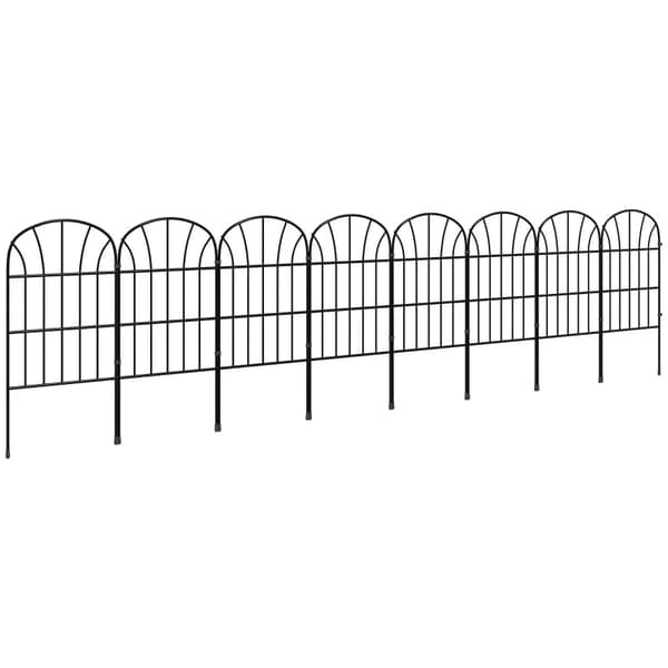 Rootz Havehegn - 8 Paneler - Sengekant - Klassisk gitterdesign - Formbart metalhegn - Rumdeler - Metal - Sort - 264 X 61 cm