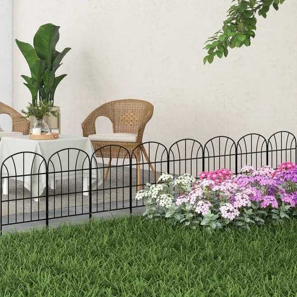 Rootz Havehegn - 8 Paneler - Sengekant - Klassisk gitterdesign - Formbart metalhegn - Rumdeler - Metal - Sort - 264 X 61 cm