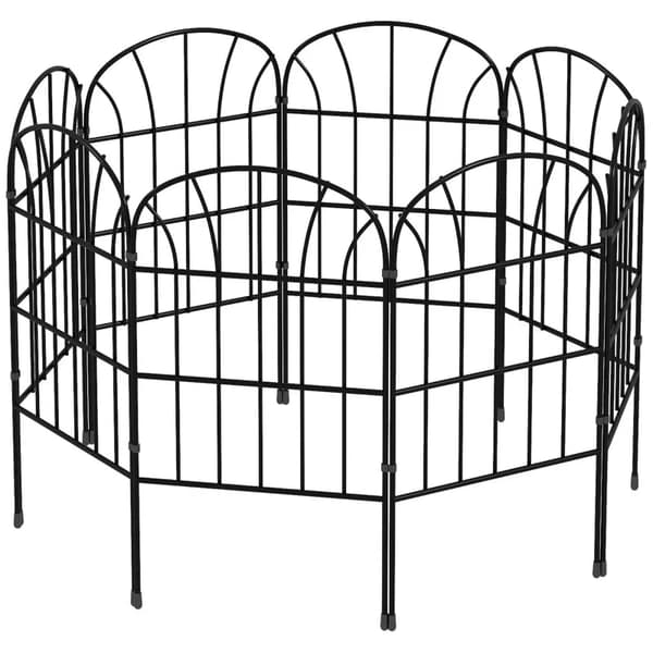 Rootz Havehegn - 8 Paneler - Sengekant - Klassisk gitterdesign - Formbart metalhegn - Rumdeler - Metal - Sort - 264 X 61 cm