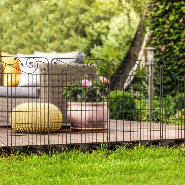 Rootz Puutarha-aita - Vintage Design - Säänkestävä - Lattia-aita - Maatuet - Metalli - Musta - 352L x 110H cm