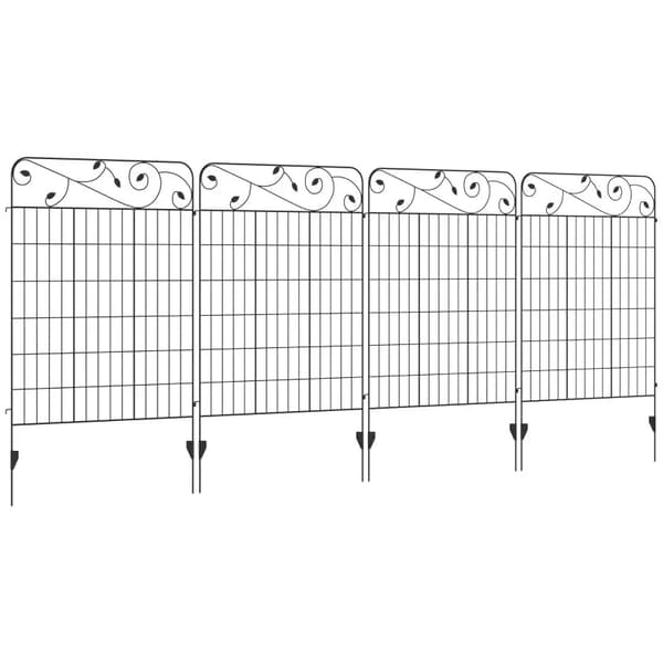 Rootz Puutarha-aita - Vintage Design - Säänkestävä - Lattia-aita - Maatuet - Metalli - Musta - 352L x 110H cm