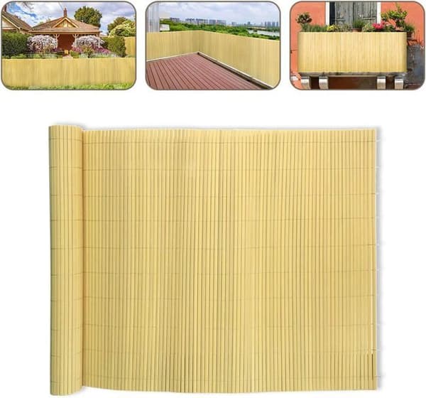 YUENFONG PVC Screen Blackout Privacy Screen för trädgård, balkong och terrass, väderbeständig, Bambus, 160*300cm