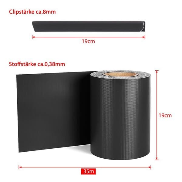 Blackout Privacy Screen PVC-stängsel 35m med 20 st monteringsklämmor, 450g/m² PVC visuellt skärmskydd, antracit