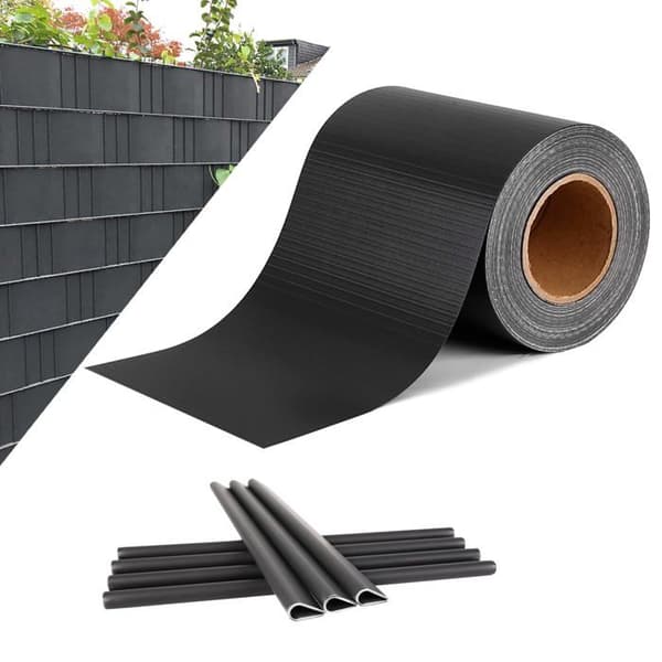Blackout Privacy Screen PVC-stängsel 35m med 20 st monteringsklämmor, 450g/m² PVC visuellt skärmskydd, antracit