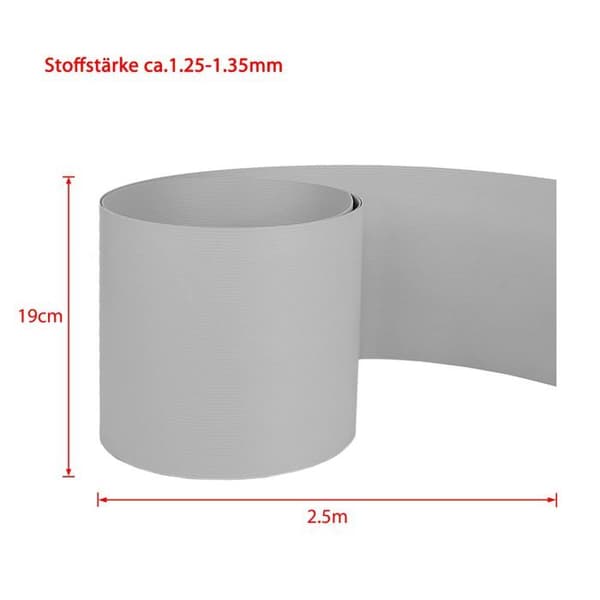 YUENFONG 10x hård PVC-skyddsremsor för dubbelstångsmatta, trädgårdsstaket, balkong (2,5 m x 19 cm, grå)