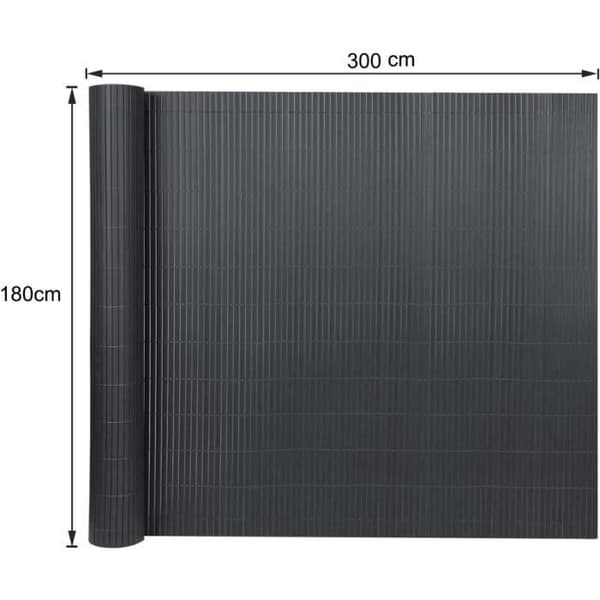 YUENFONG PVC-intimtapet 180x300cm - lämplig för stängsel, Rörmatta för balkong, trädgård och terrass, Antracit