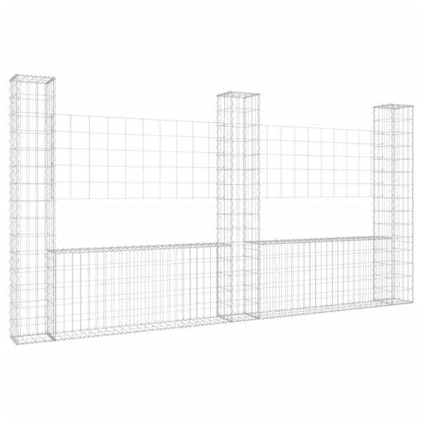 vidaXL U-muotoiset kivikorit 3 pylväällä rauta 260x20x150 cm -  Aitapaneelit