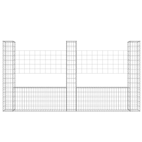 vidaXL U-muotoiset kivikorit 3 pylväällä rauta 260x20x150 cm -  Aitapaneelit