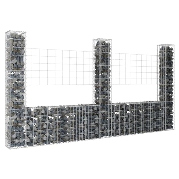 vidaXL U-muotoiset kivikorit 3 pylväällä rauta 260x20x150 cm -  Aitapaneelit