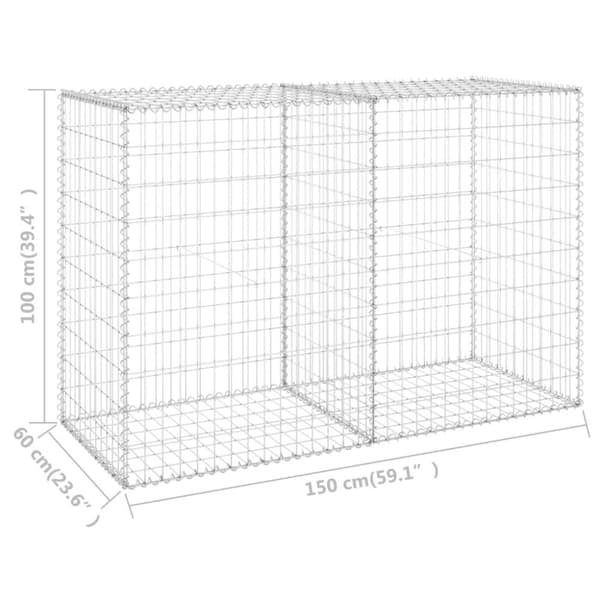vidaXL Gabion-kivikori kansilla galvanoitu teräs 150x60x100 cm -  Aitapaneelit