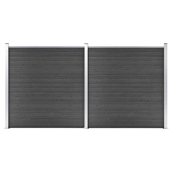 vidaXL hegnspanelsæt 353x186 cm WPC sort - Havehegn