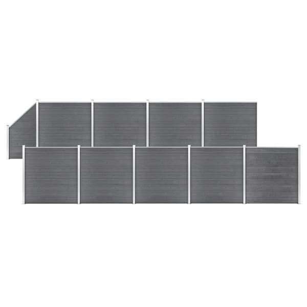 vidaXL Aitasarja 9 paneelia + 1 vinopaneeli WPC 1657x186 cm harmaa - Aitapaneelit