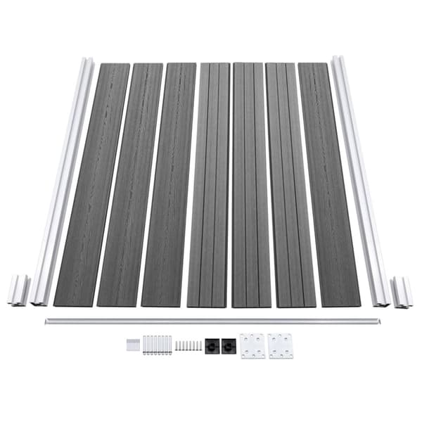 vidaXL hegnssæt 1 firkantet + 1 skrå 273x186 cm WPC grå -  Havehegn