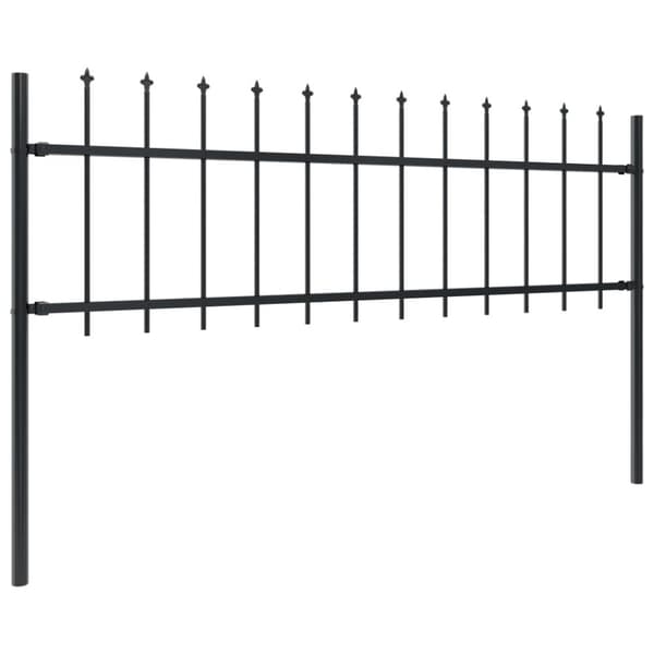 vidaXL havehegn med spydtop 11,9 x 0,6 m sort stål - Havehegn