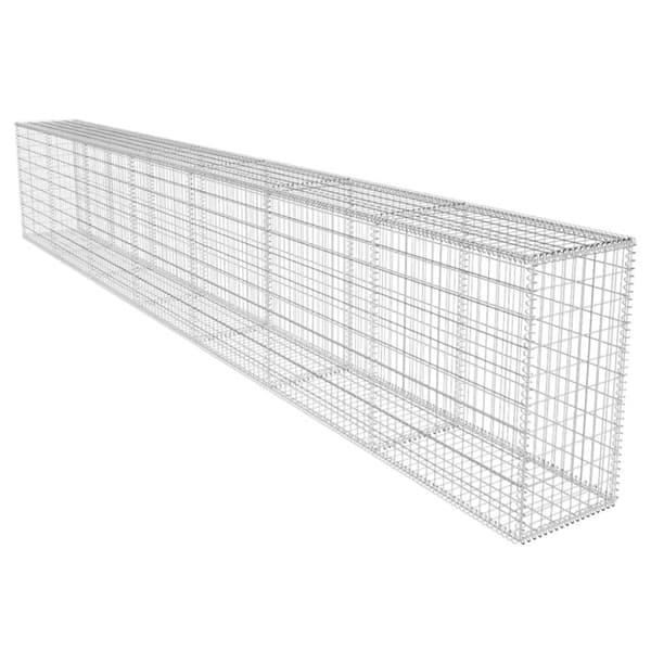 vidaXL gabionvæg med dæksel galvaniseret stål 600 x 50 x 100 cm - Havehegn