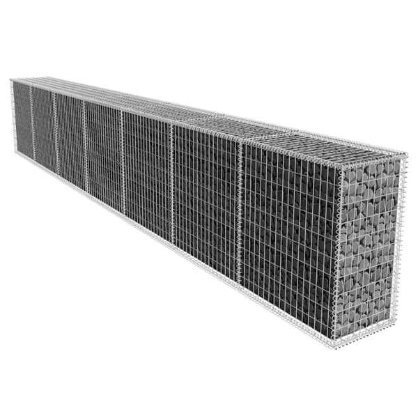 vidaXL gabionvæg med dæksel galvaniseret stål 600 x 50 x 100 cm - Havehegn