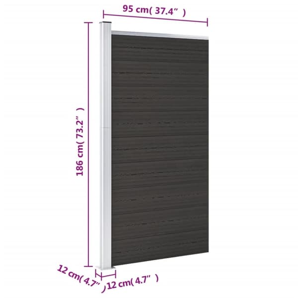 vidaXL hegnspanel 95x186 cm WPC sort - Havehegn