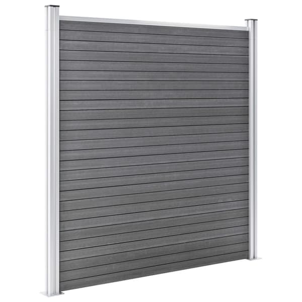 vidaXL Aitasarja 10 paneelia + 1 vinopaneeli WPC 1830x186 cm harmaa - Aitapaneelit