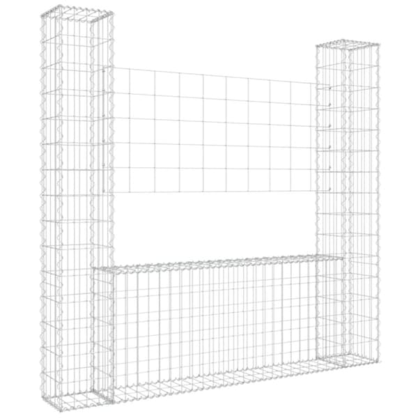 vidaXL U-muotoiset kivikorit 2 pylväällä rauta 140x20x150 cm -  Aitapaneelit
