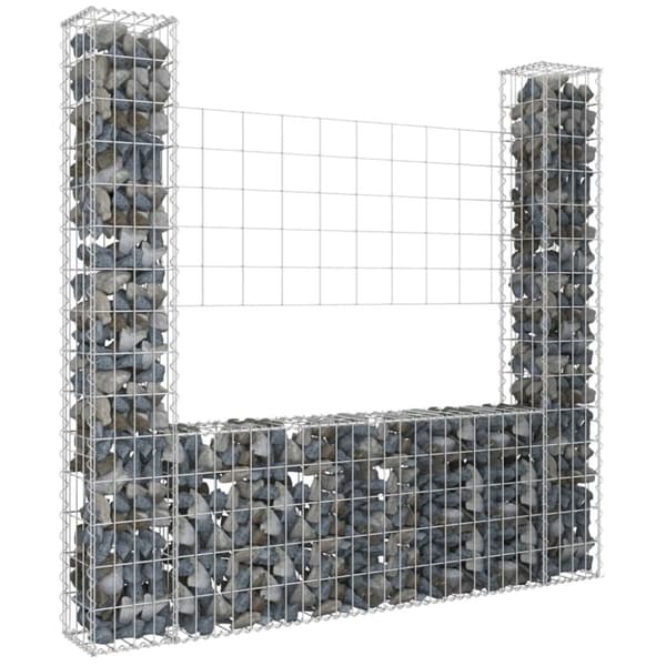 vidaXL U-muotoiset kivikorit 2 pylväällä rauta 140x20x150 cm -  Aitapaneelit