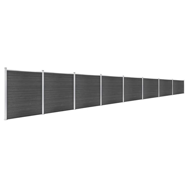 vidaXL hegnspanelsæt 1391x186 cm WPC sort - Havehegn