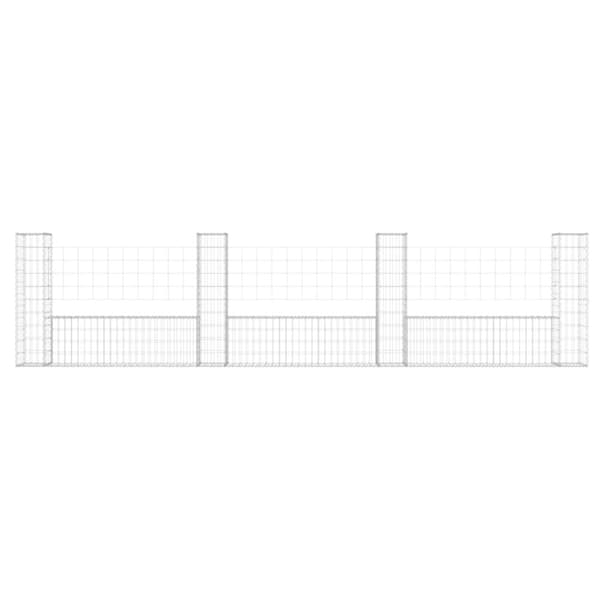 vidaXL U-muotoiset kivikorit 4 pylväällä rauta 380x20x100 cm -  Aitapaneelit