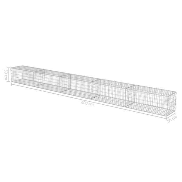 vidaXL Gabionseinä kansilla galvanoitu teräs 600x50x50 cm -  Aitapaneelit