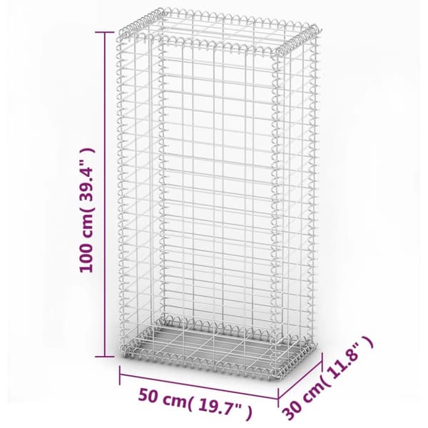 vidaXL Gabionkorg med lock galvaniserad tråd 100 x 50 x 30 cm -  Staket