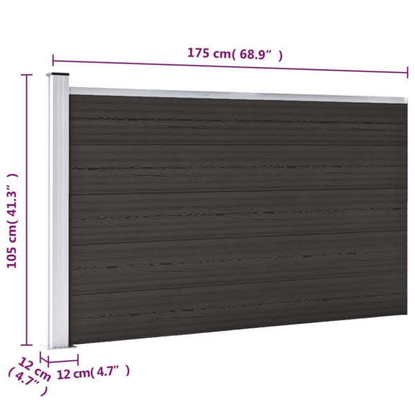 vidaXL hegnspanel 175x105 cm WPC sort - Havehegn