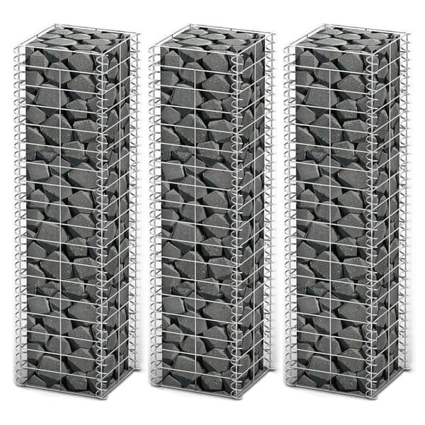 vidaXL Gabionkorg set 3 st galvaniserad tråd 25 x 25 x 100 cm -  Staket