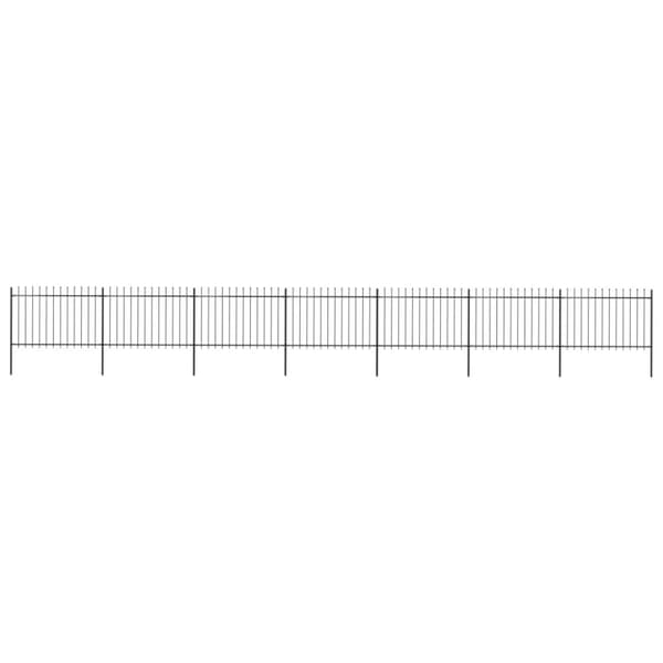 vidaXL havehegn med spydtop 11,9 x 1,2 m sort stål -  Havehegn