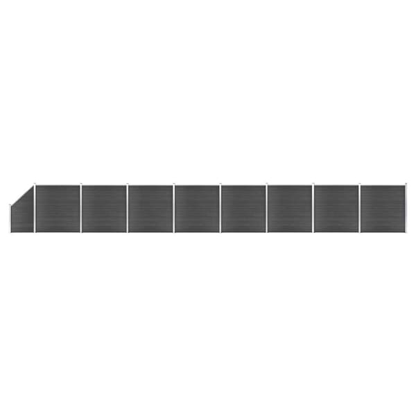 vidaXL hegnspanelsæt 1484x(105-186) cm WPC sort -  Havehegn