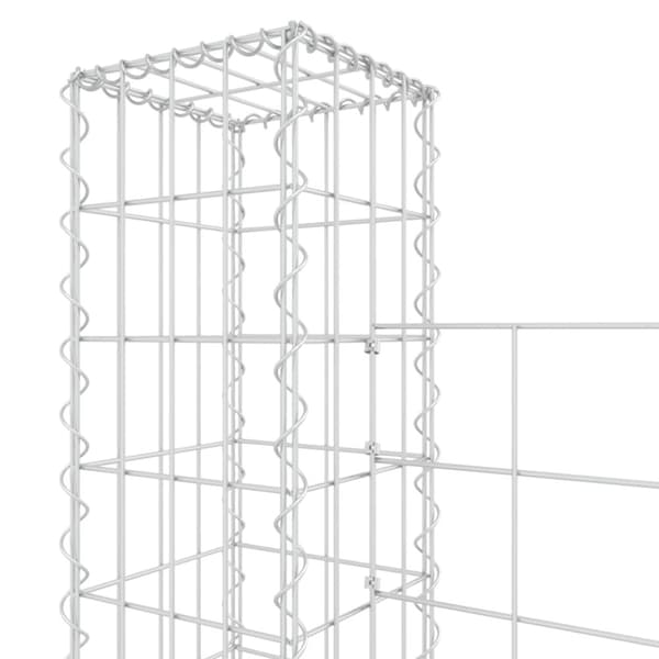 vidaXL gabionkurv med 6 stolper 620x20x150 cm U-facon jern - Havehegn
