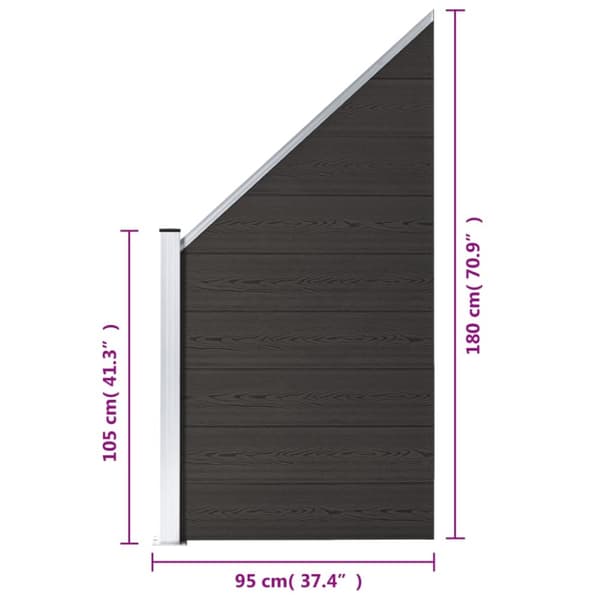vidaXL hegnspanel 95x(105-180) cm WPC sort -  Havehegn