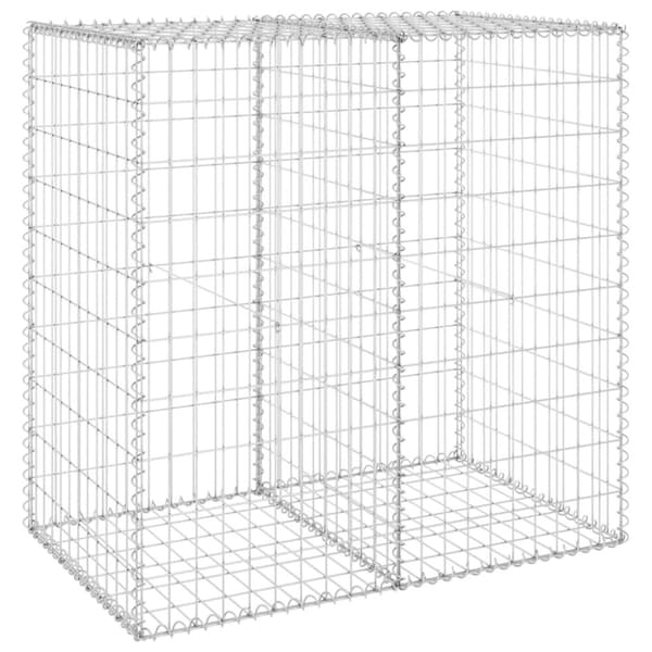 vidaXL gabionvæg med dæksler 100x60x100 cm galvaniseret stål -  Havehegn
