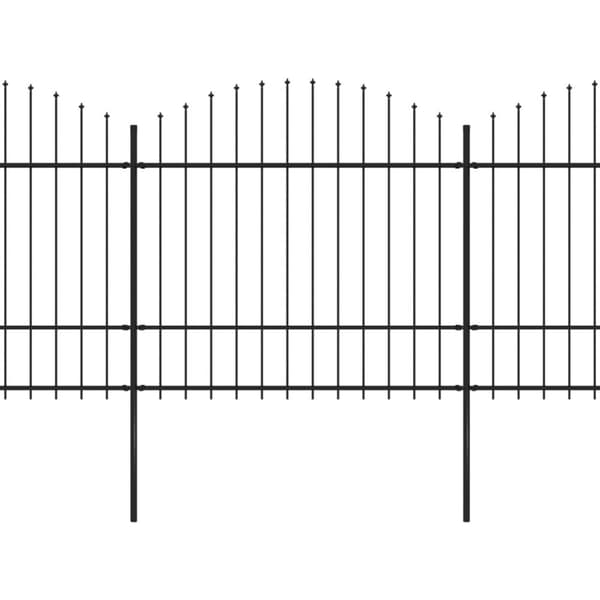 vidaXL havehegn med spydtop (1,5-1,75) x 3,4 m sort stål - Havehegn