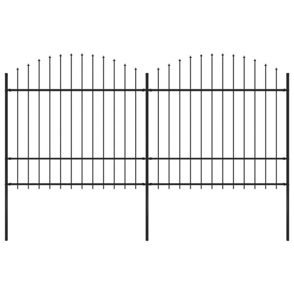 vidaXL havehegn med spydtop (1,5-1,75) x 3,4 m sort stål - Havehegn