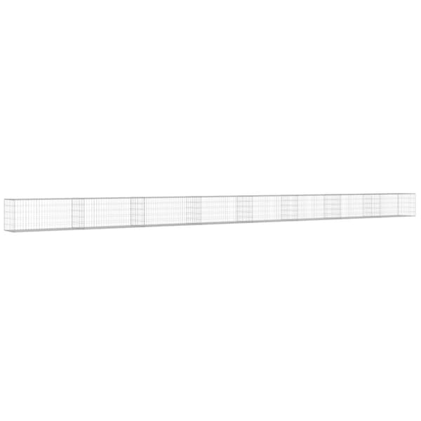 vidaXL gabionvæg med dæksler galvaniseret stål 900 x 50 x 50 cm -  Havehegn