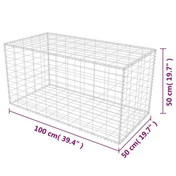 vidaXL Gabionkorg galvaniserat stål 100x50x50 cm -  Staket