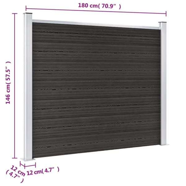 vidaXL hegnspanel 180x146 cm WPC grå - Havehegn