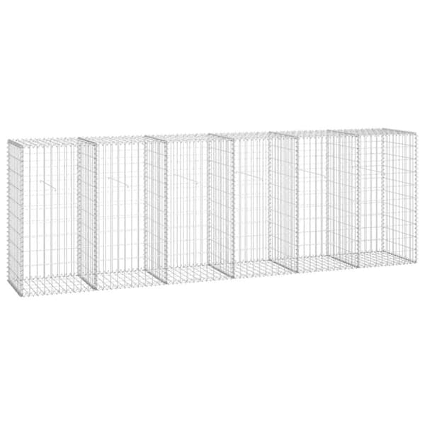 vidaXL gabionvæg med dæksler galvaniseret stål 300 x 50 x 100 cm - Havehegn
