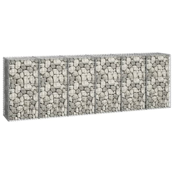 vidaXL gabionvæg med dæksler galvaniseret stål 300 x 50 x 100 cm - Havehegn