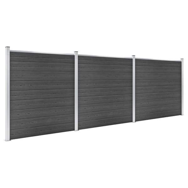 vidaXL Aitapaneelisarja WPC 526x186 cm musta -  Aitapaneelit
